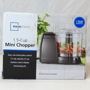 Electric Manstays 1.5 Cup Mini Black Chopper/Processor One-Touch Puls